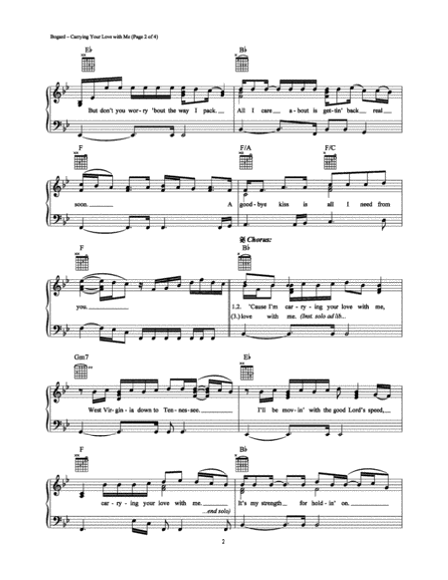 Carrying Your Love With Me Piano, Vocal, Guitar scores gallery preview page 2