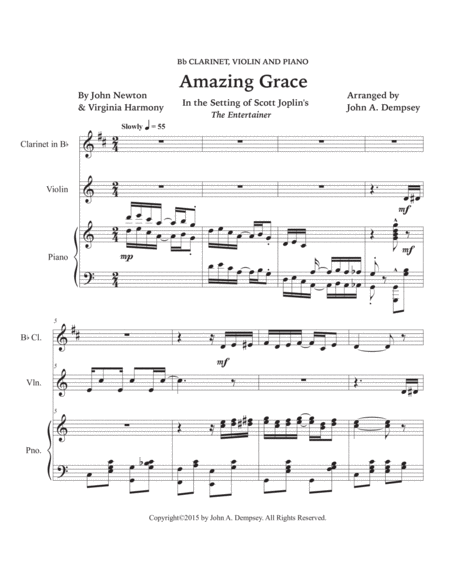 Amazing Grace / The Entertainer (Trio for Clarinet, Violin and Piano) image number null