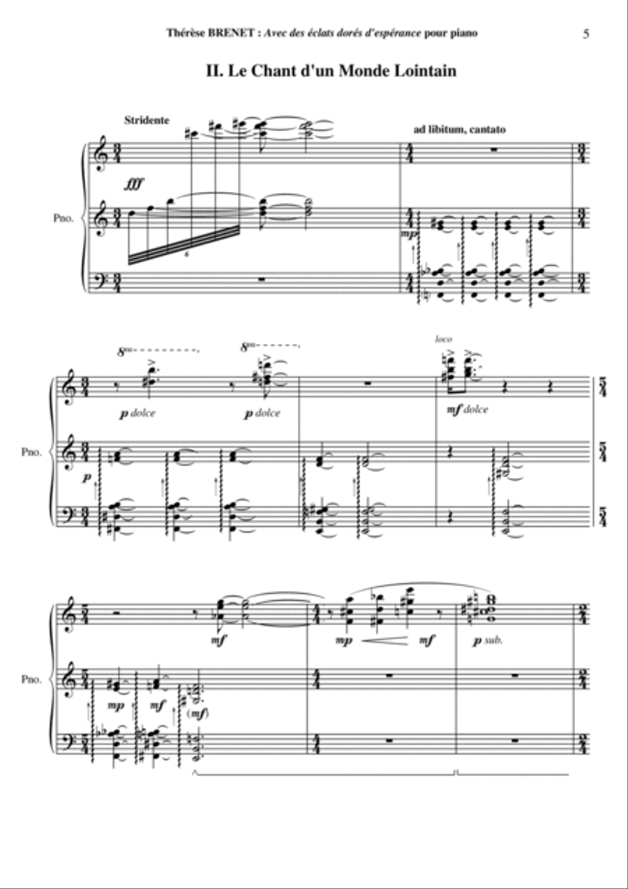 Thérèse Brenet - Avec des éclats dorés d'espérance for piano Piano Solo scores gallery preview page 5