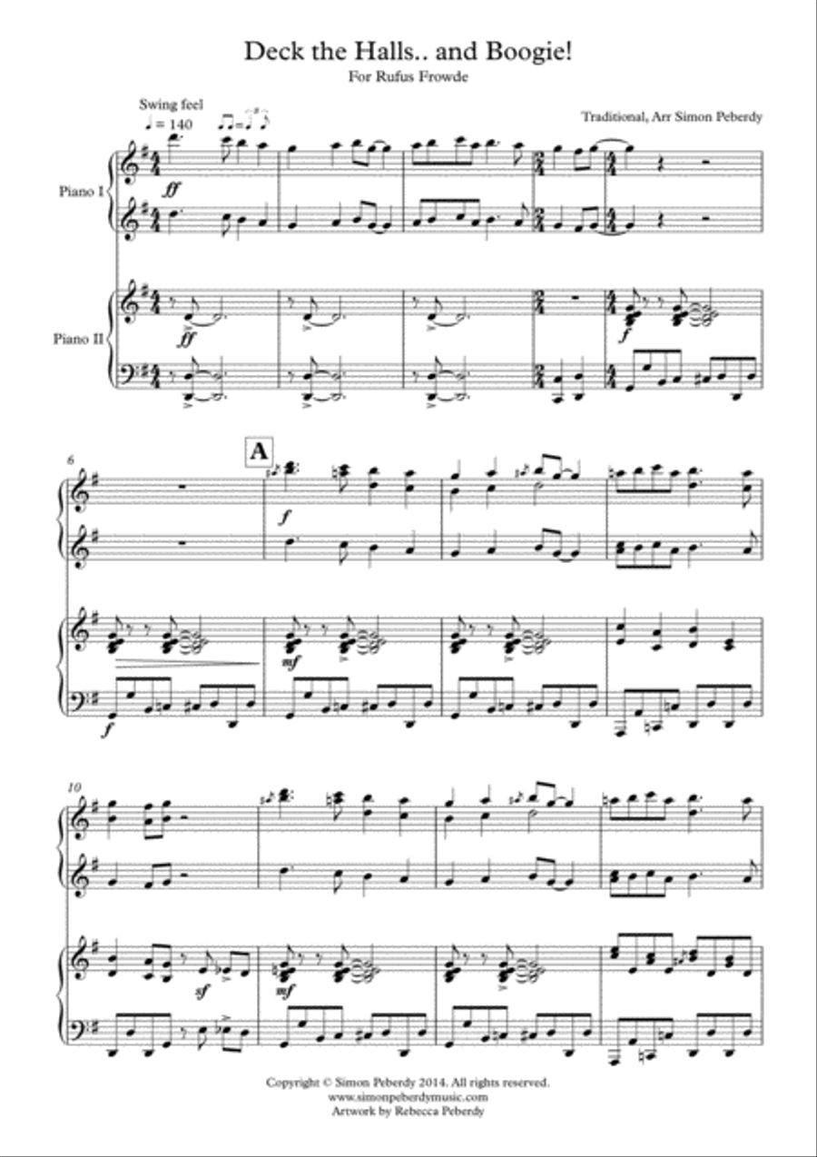 Deck the Halls.. and Boogie! Christmas fun for 2 pianos, 4 hands 2 Pianos, 4-Hands scores gallery preview page 2