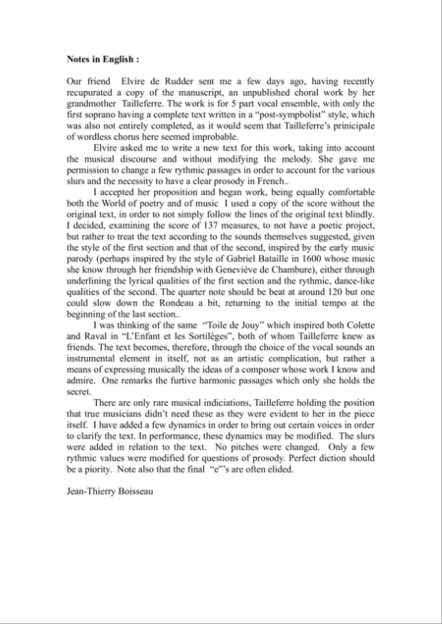 Germaine Tailleferre : Aube for mixed chorus Divisi scores gallery preview page 4