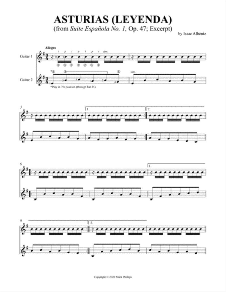Asturias (Leyenda) (Excerpt) Classical Guitar scores gallery preview page 1