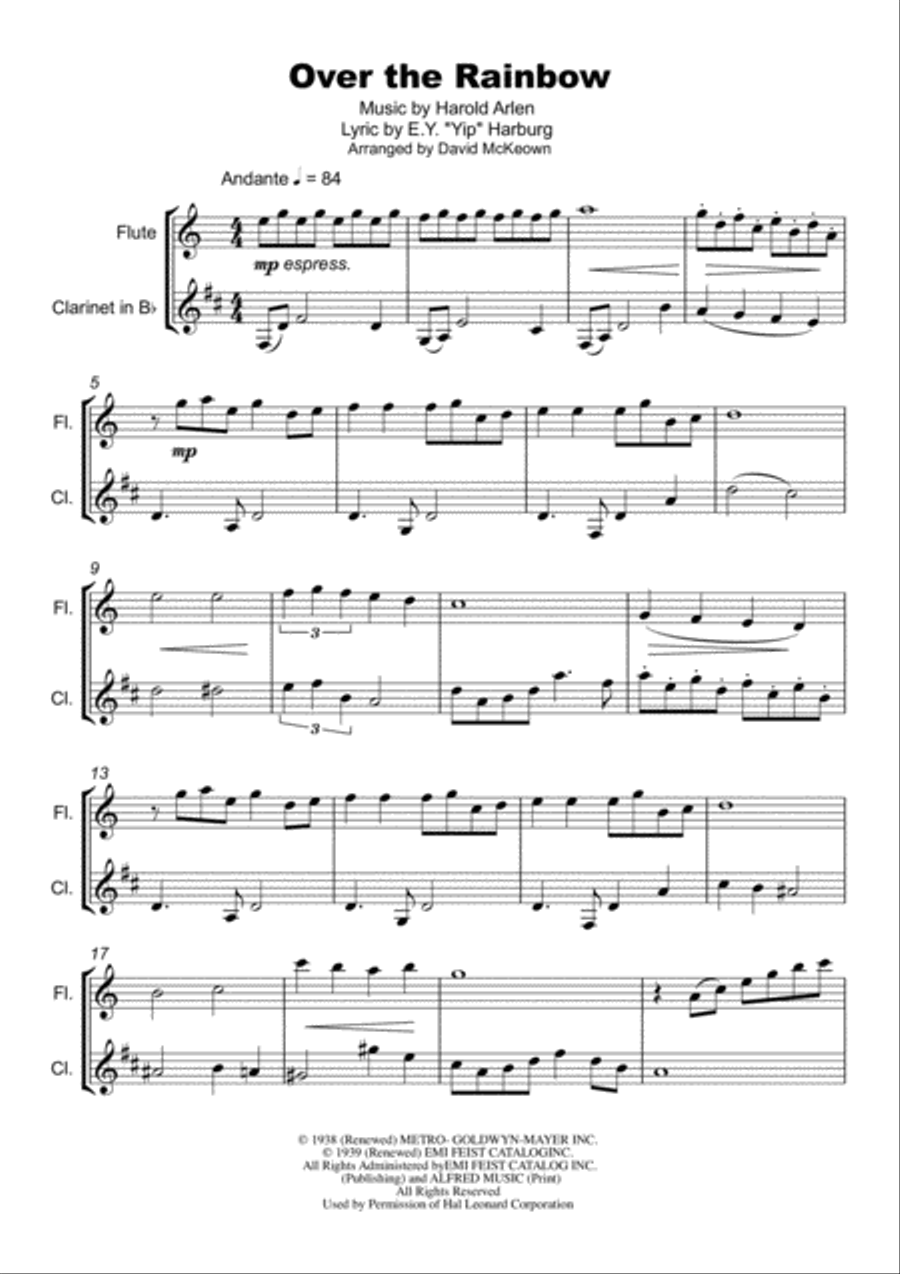 Over The Rainbow (from The Wizard Of Oz) Woodwind Duet scores gallery preview page 2