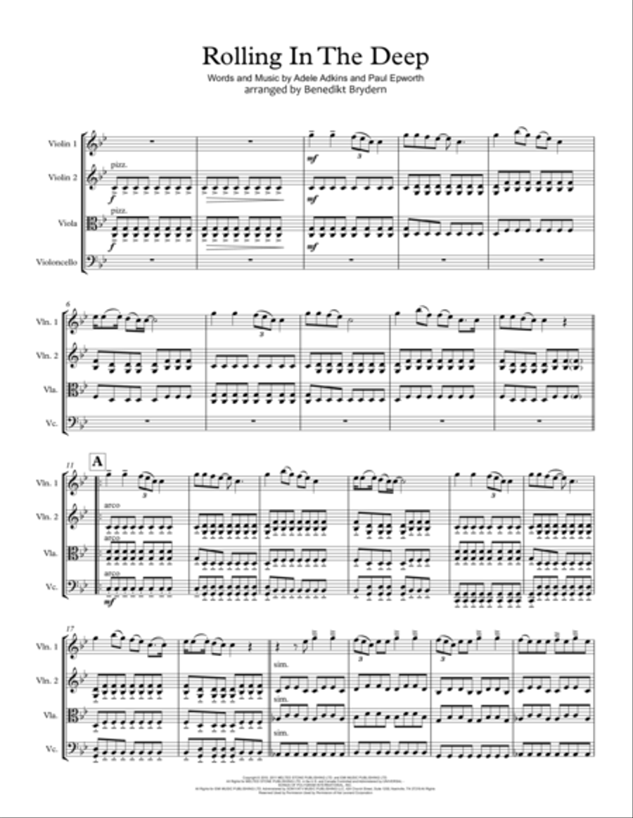Rolling In The Deep String Quartet scores gallery preview page 2