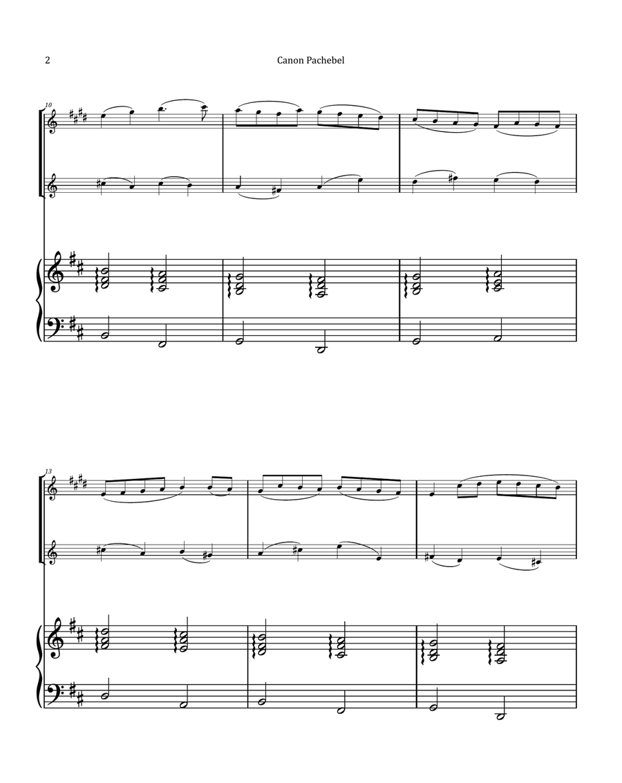 Canon by Pachelbel - Trumpet and French Horn Duet with Piano Brass Duet scores gallery preview page 2