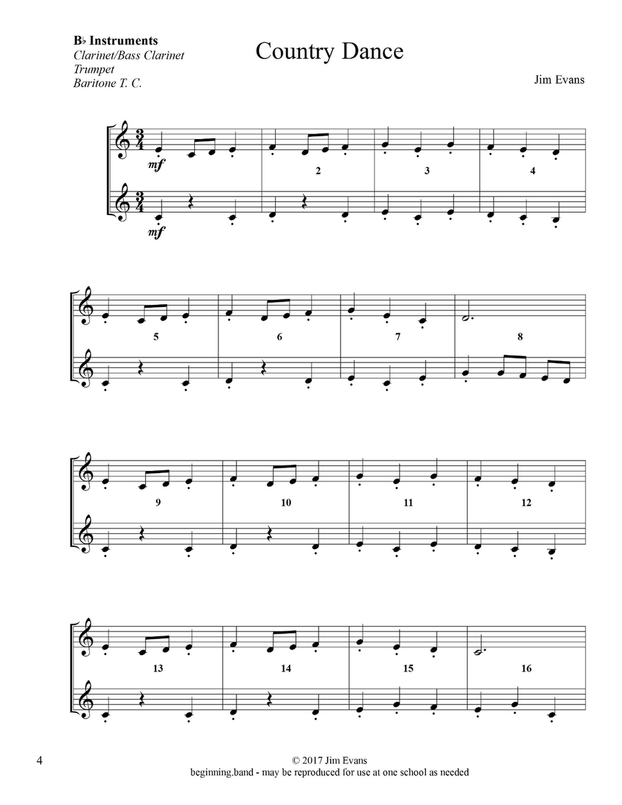 Elementary Duets, Volume 1, for Clarinet, Bass Clarinet, Trumpet, and Baritone T. C. Clarinet Duet scores gallery preview page 4