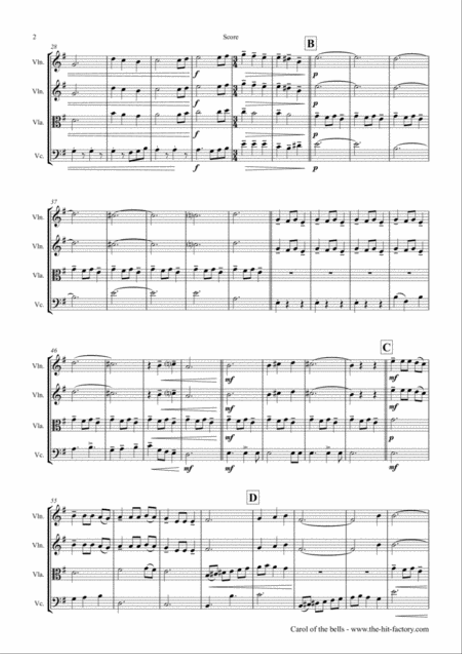 Carol of the Bells - Pentatonix style - String Trio String Trio scores gallery preview page 2
