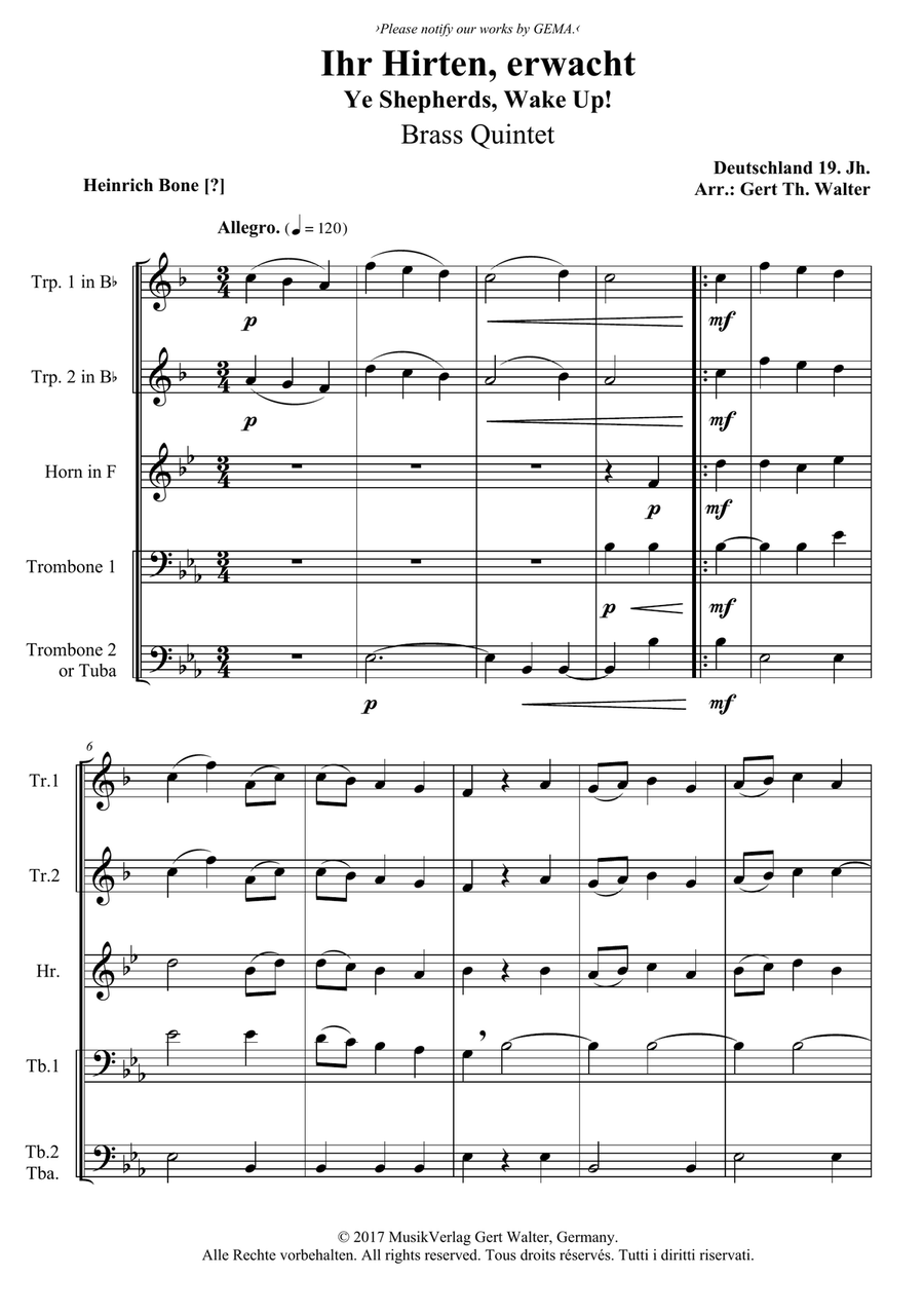 Ye Shepherds, Wake Up! Ye Shepherds, Wake Up! Horn scores gallery preview page 1