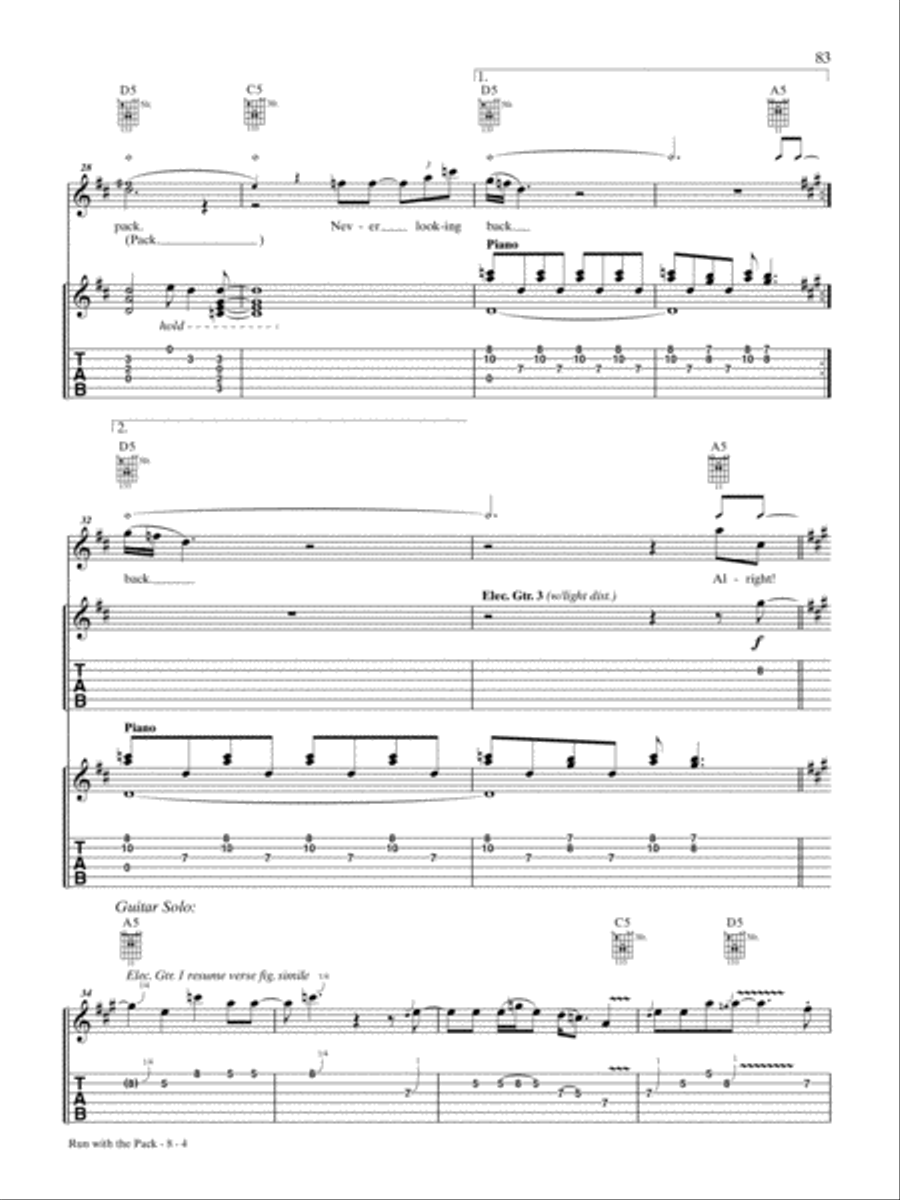 Run With the Pack Guitar Tablature scores gallery preview page 4