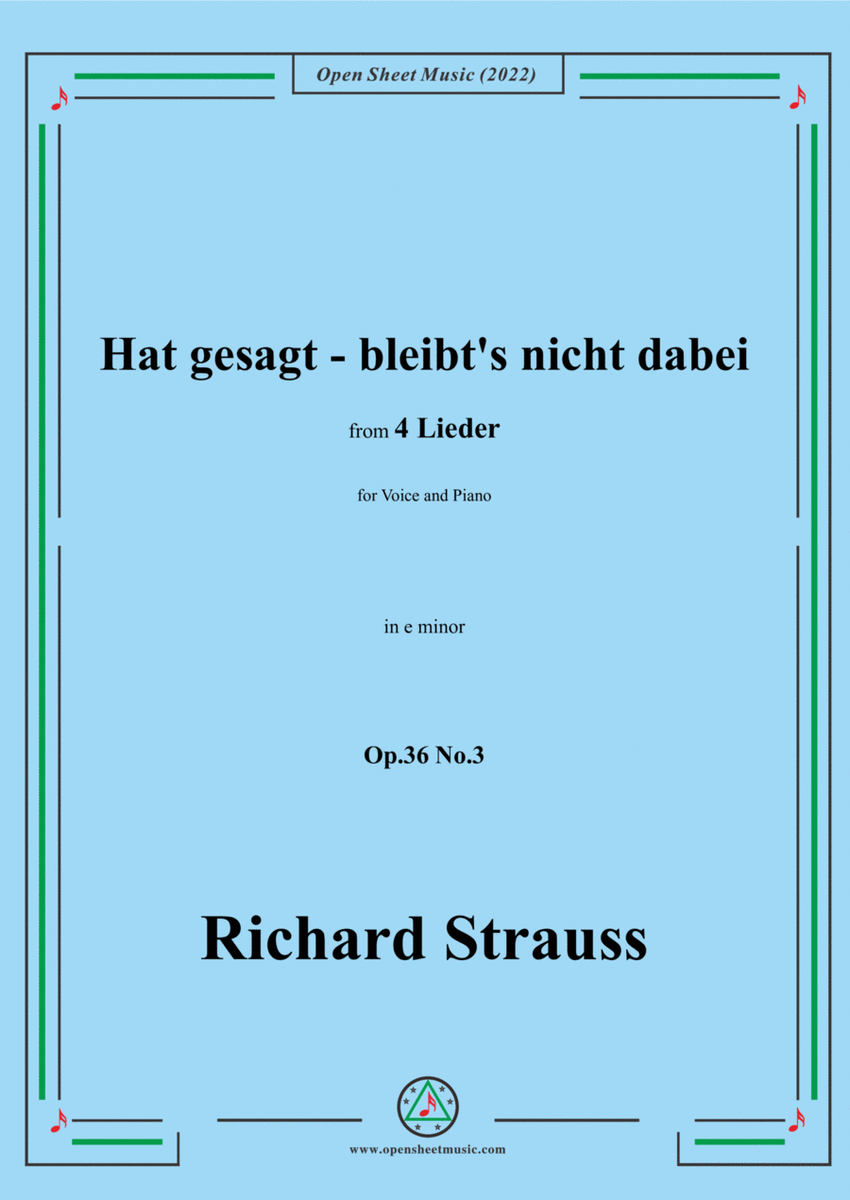 Richard Strauss-Hat gesagt-bleibt's nicht dabei,in e minor image number null