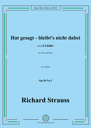 Richard Strauss-Hat gesagt-bleibt's nicht dabei,in e minor