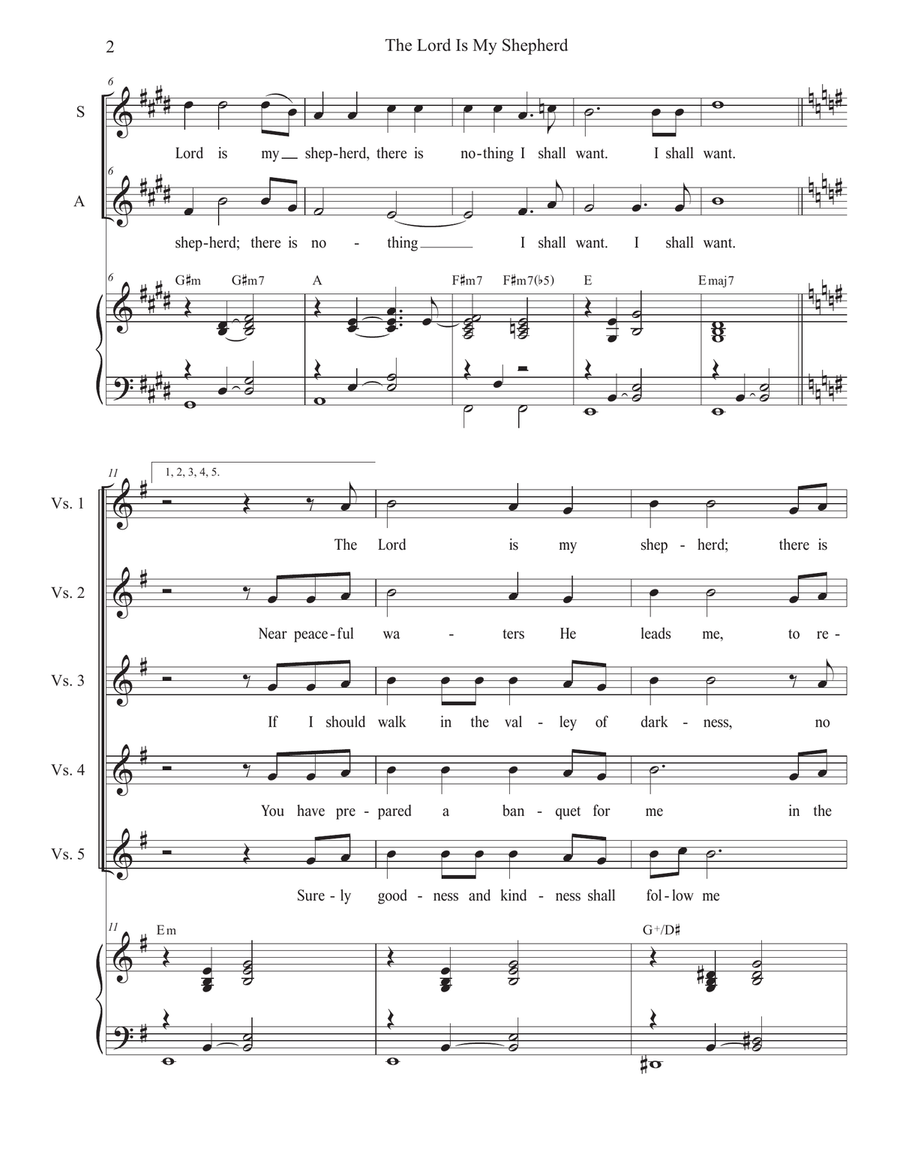 The Lord Is My Shepherd (Duet for Soprano and Alto solo) Alto Voice scores gallery preview page 2
