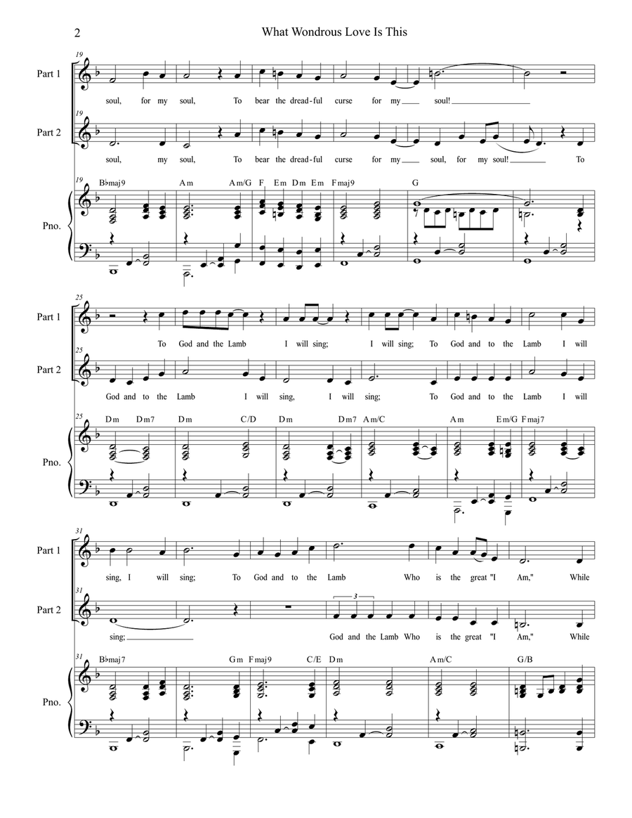 What Wondrous Love Is This (for 2-part choir) 2-Part scores gallery preview page 2