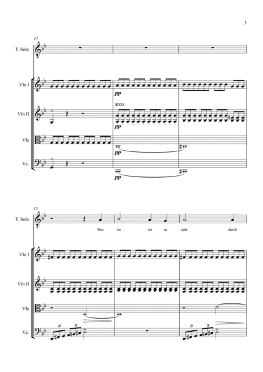 Der Erlkonig (The Erlking) for tenor and string quartet String Quartet scores gallery preview page 3