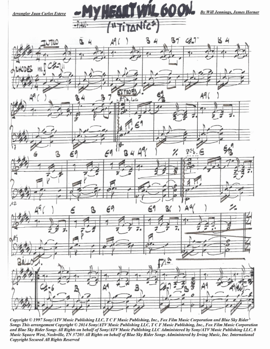 My Heart Will Go On (love Theme From 'titanic') - Score Only