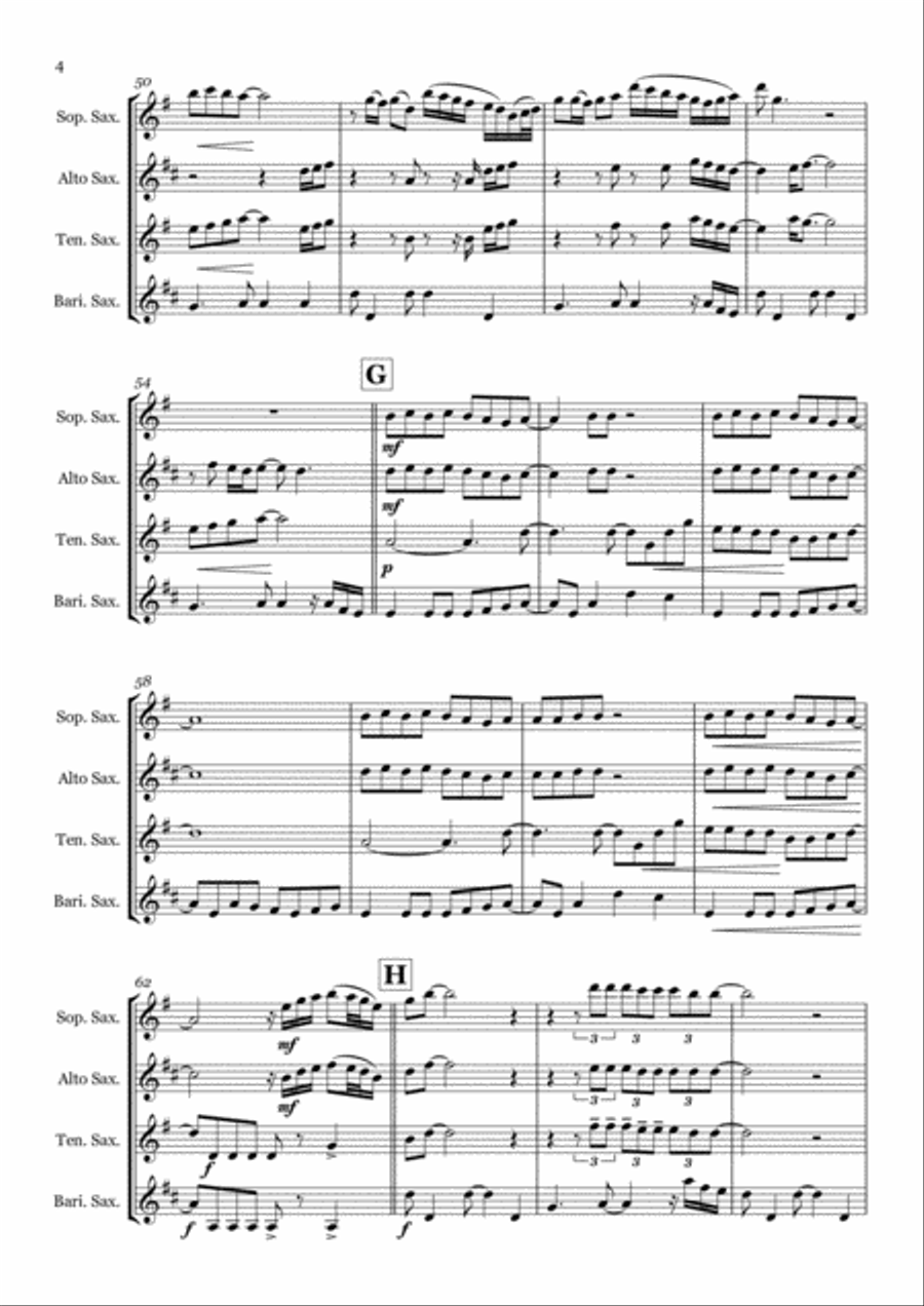 Thinking Out Loud Saxophone Quartet scores gallery preview page 4
