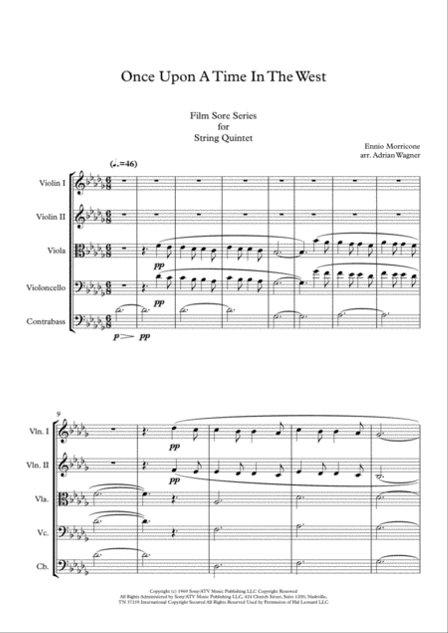 Once Upon A Time In The West from the Paramount Picture ONCE UPON A TIME IN THE WEST String Quintet scores gallery preview page 3
