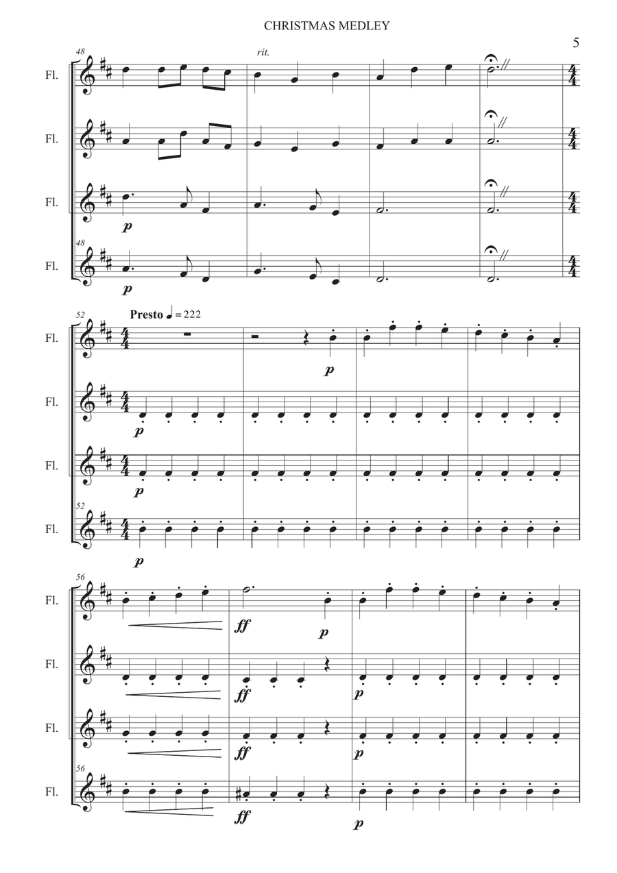 Christmas medley - Flute quartet Flute Quartet scores gallery preview page 5