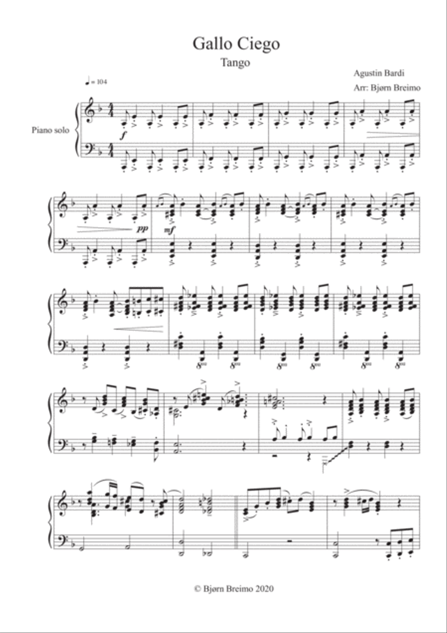Gallo Ciego Gallo Ciego Piano Solo scores gallery preview page 1