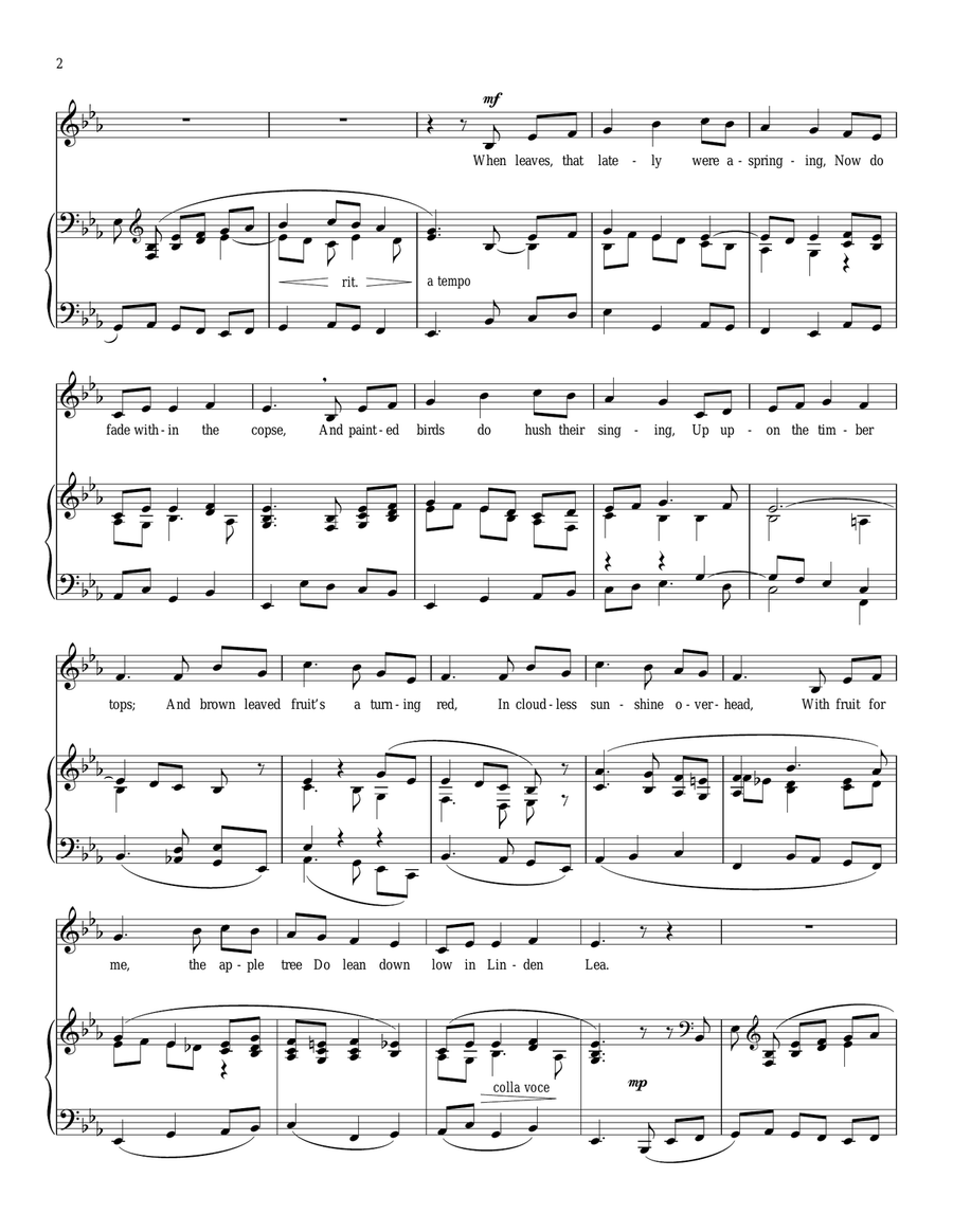 Linden Lea Linden Lea Bass Voice scores gallery preview page 2