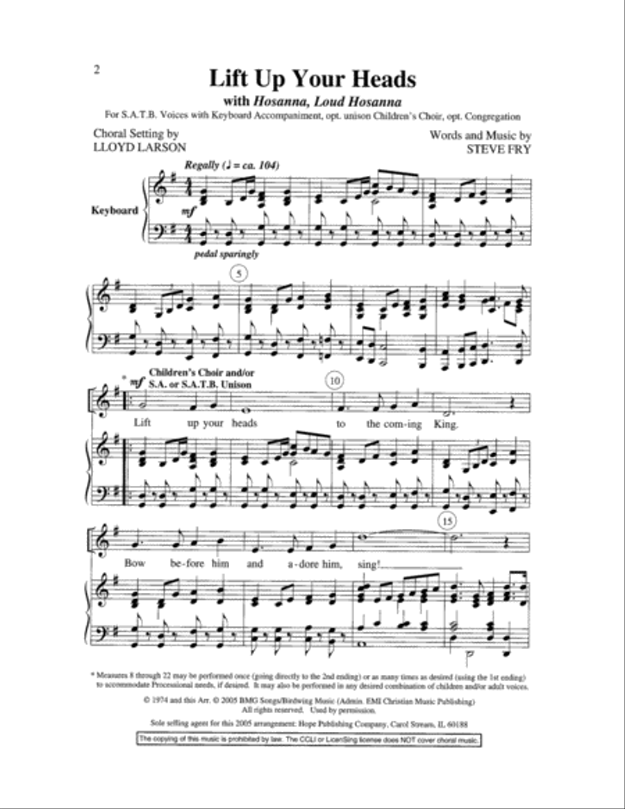 Lift Up Your Heads with Hosanna, Loud Hosanna 4-Part scores gallery preview page 2