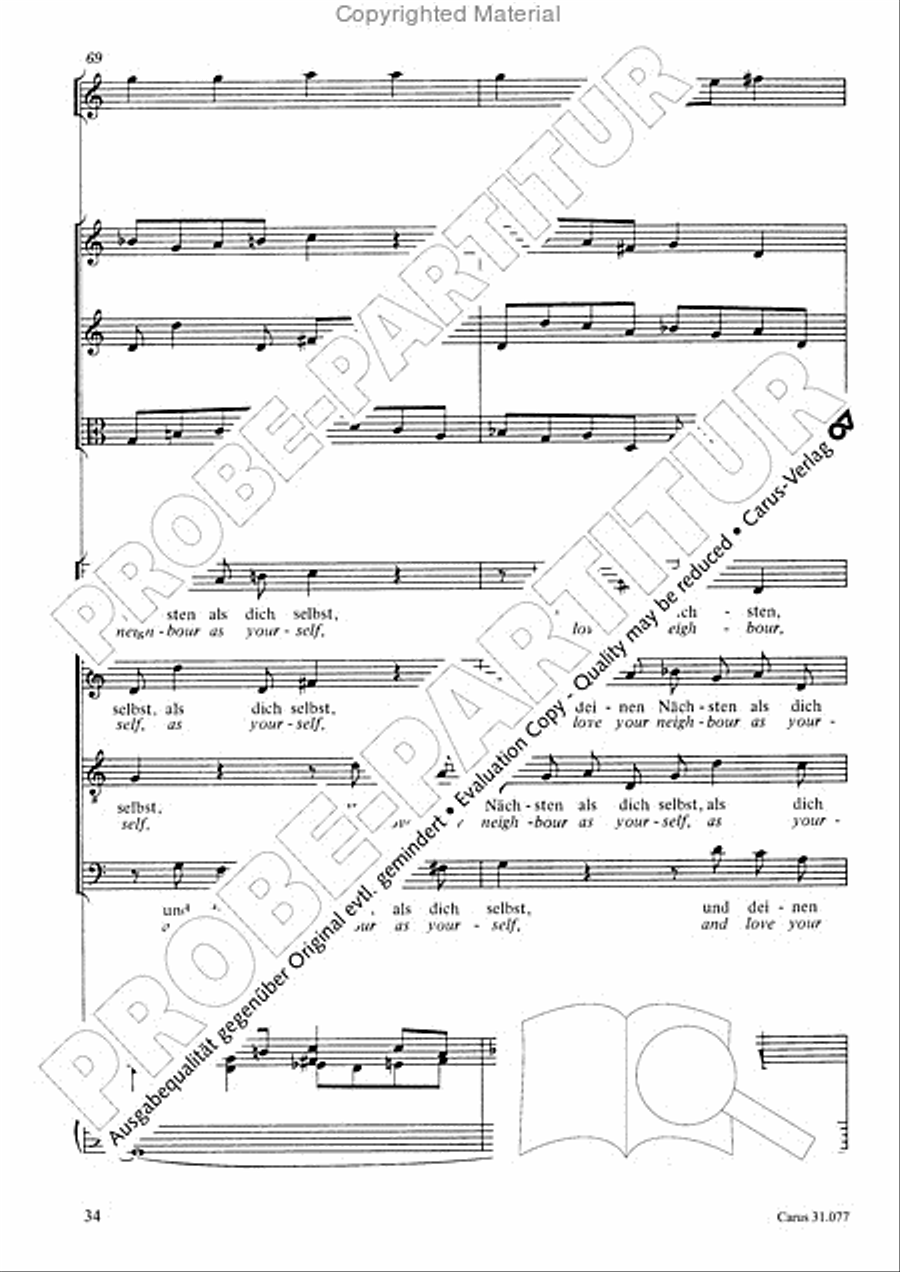 The Lord your God you shall now be loving (Du sollt Gott, deinen Herren, lieben) 4-Part scores gallery preview page 35