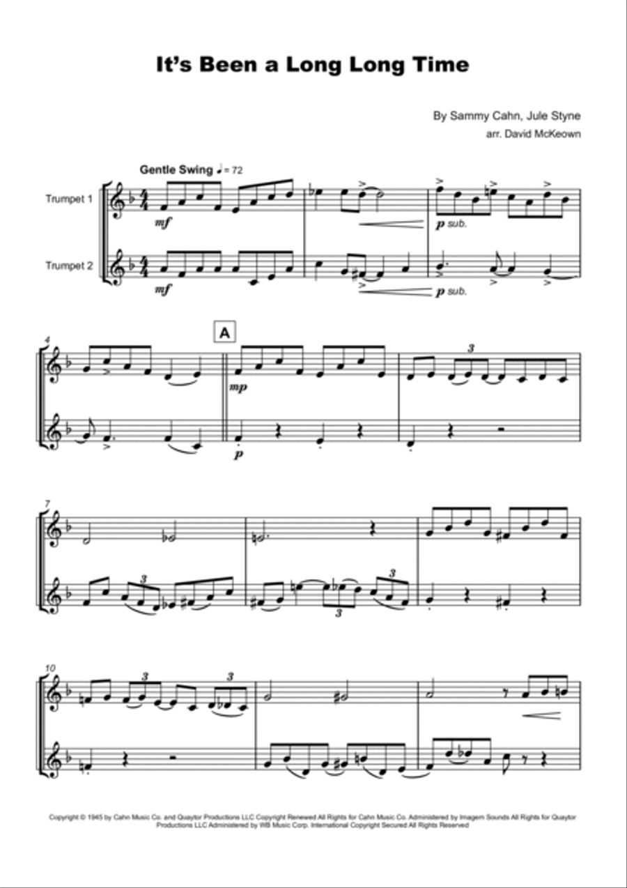 It's Been A Long, Long Time Trumpet Duet scores gallery preview page 2