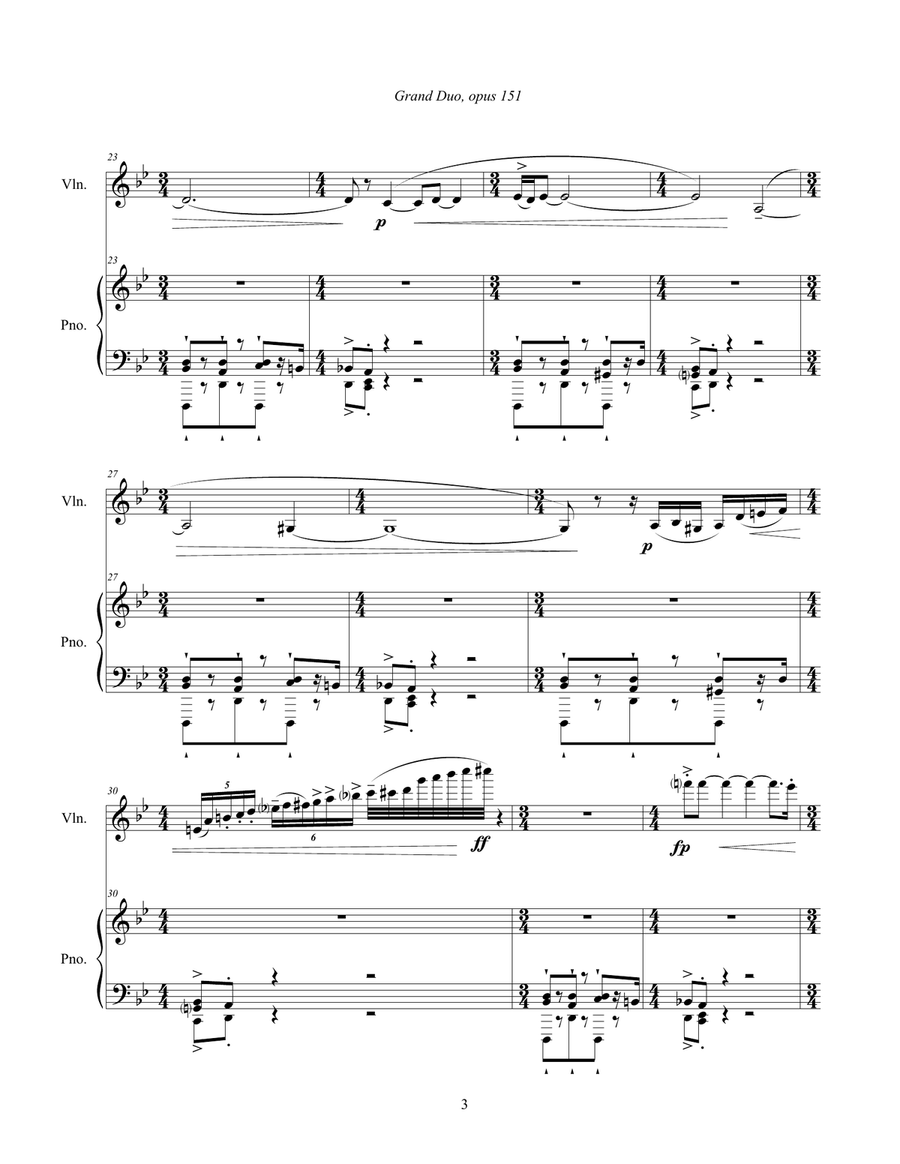 Grand Duo, opus 151 (2012) full score for violin and piano Violin Solo scores gallery preview page 5