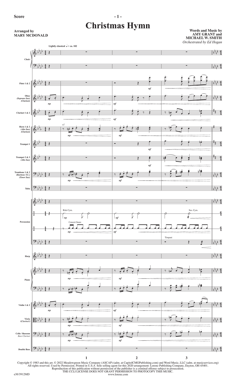 Christmas Hymn - Downloadable Orchestration Set of Parts scores gallery preview page 3