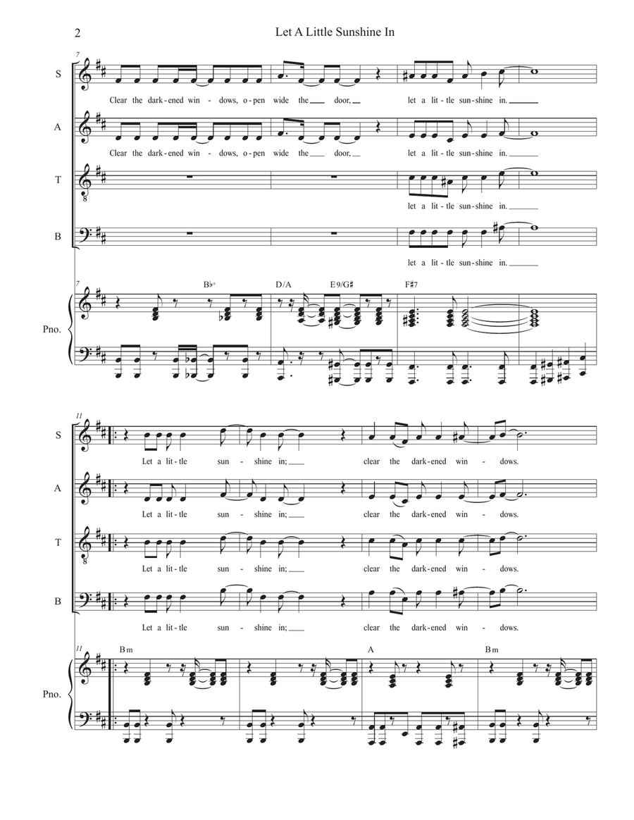 Let A Little Sunshine In (Vocal Quartet - (SATB) 4-Part scores gallery preview page 2