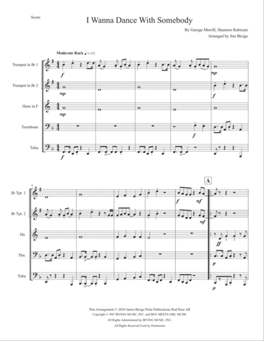 I Wanna Dance With Somebody Horn scores gallery preview page 1
