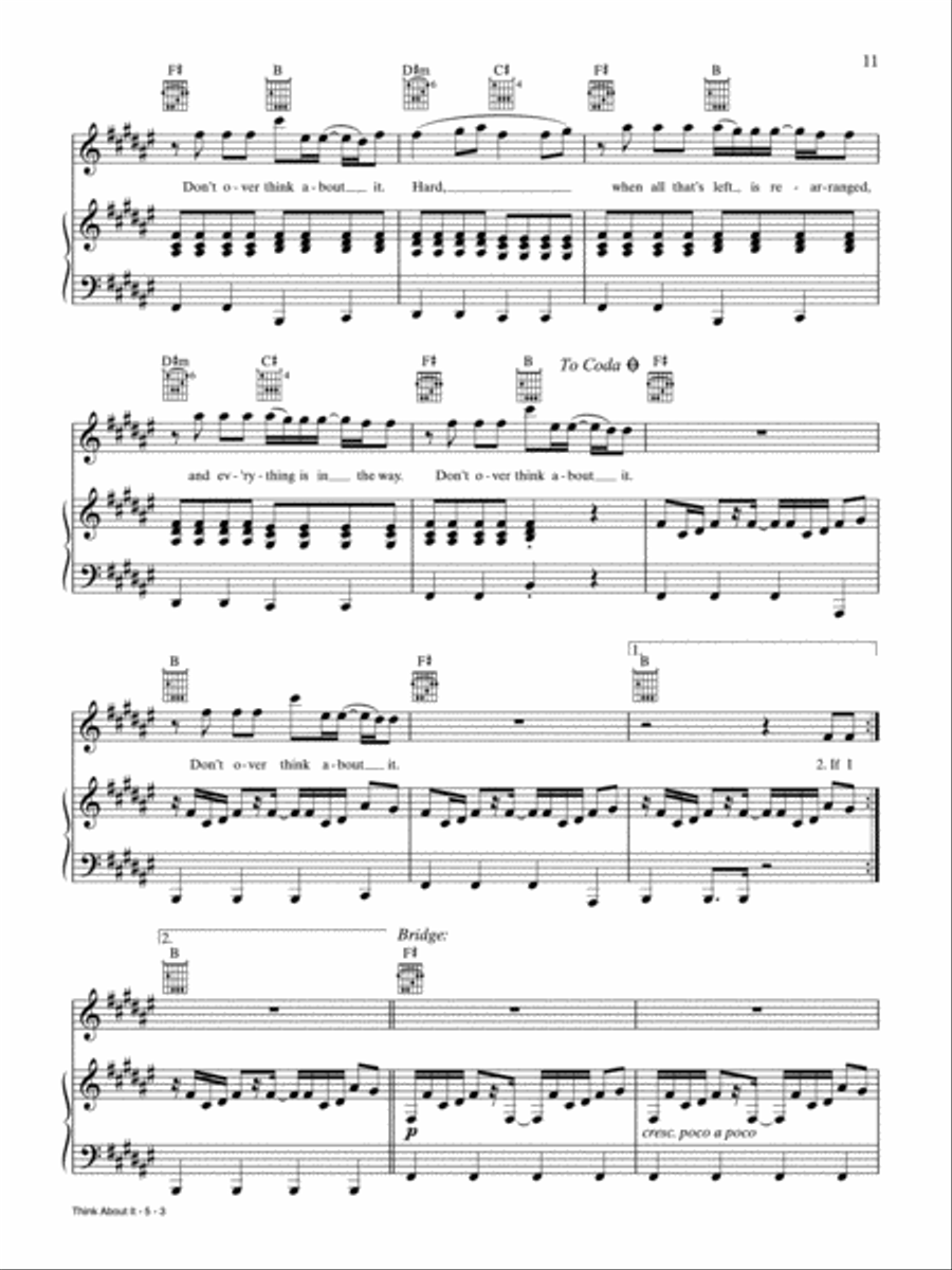 Think About It Piano, Vocal, Guitar scores gallery preview page 3