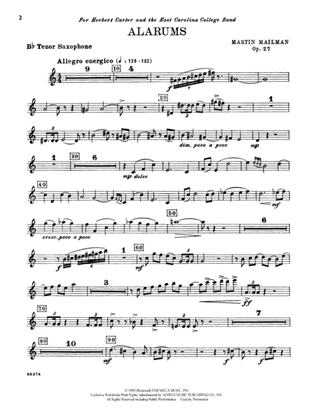 Alarums, Op. 27: B-flat Tenor Saxophone