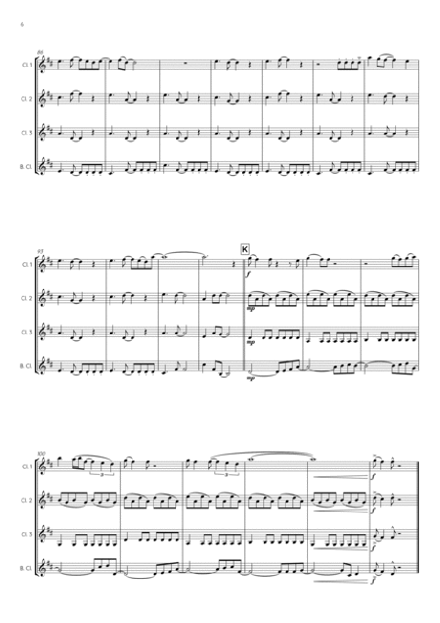 Don't Stop Believin' Clarinet Quartet scores gallery preview page 6