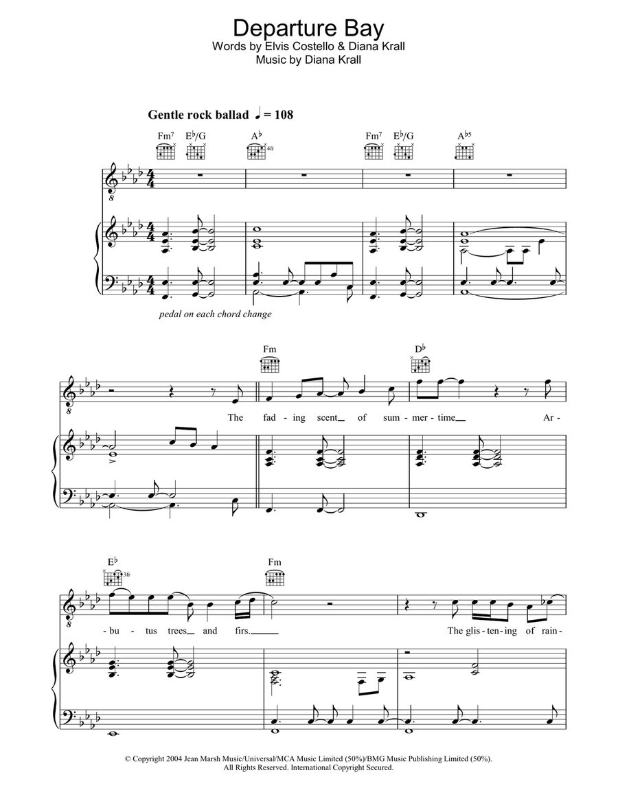 Departure Bay Departure Bay Piano, Vocal, Guitar scores gallery preview page 1