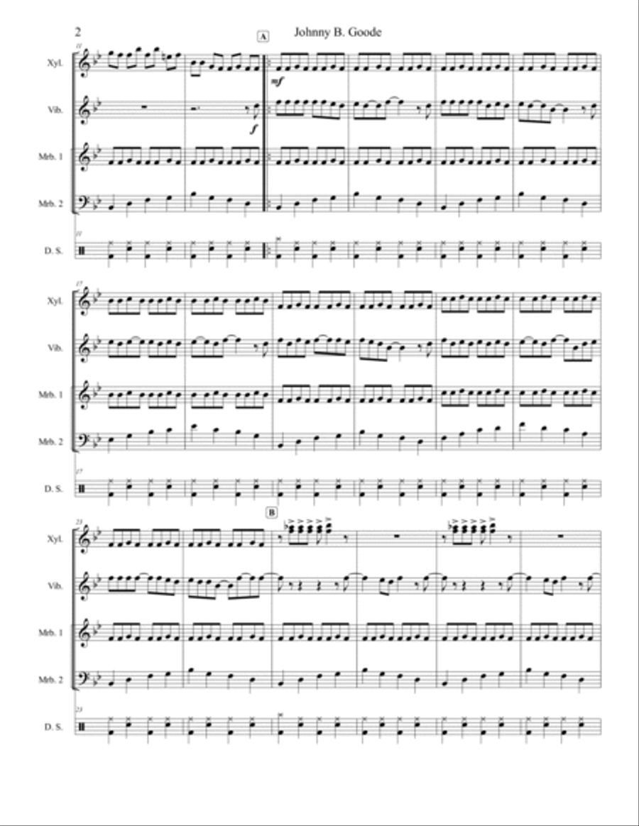 Johnny B. Goode Johnny B. Goode Percussion Ensemble scores gallery preview page 2