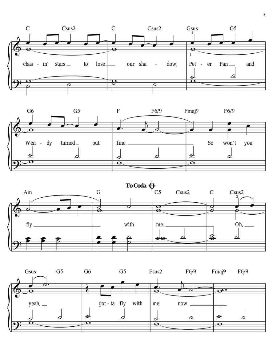 Fly With Me Easy Piano scores gallery preview page 3