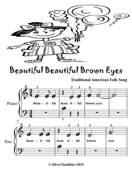 Beautiful Brown Eyes Beginner Piano Sheet Music 2nd Edition