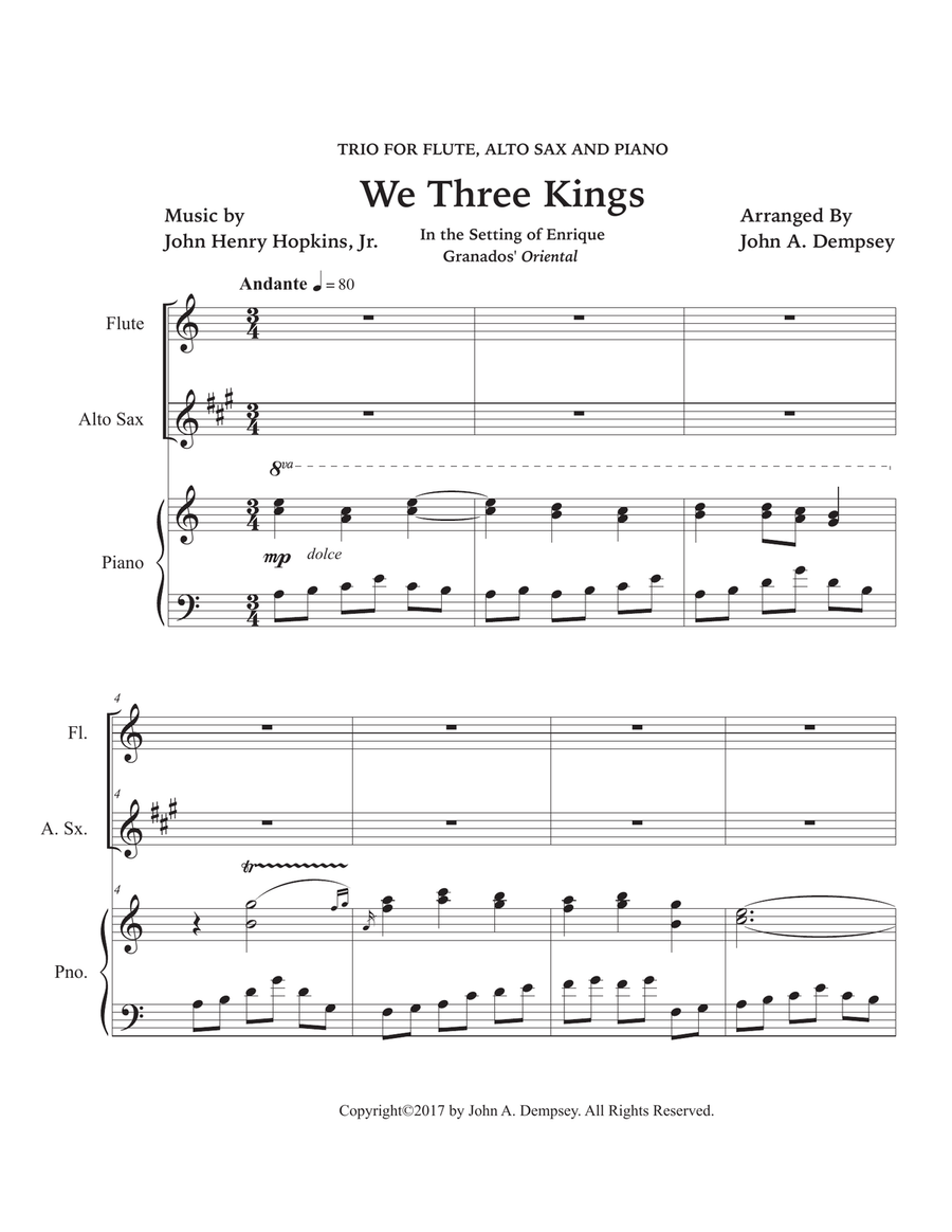 We Three Kings (Trio for Flute, Alto Sax and Piano) Small Ensemble scores gallery preview page 5