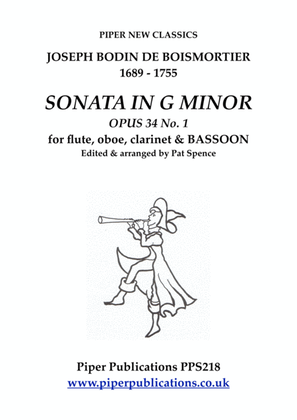 BOISMORTIER SONATA IN G MINOR OPUS 34 No. 1 for flute, oboe, clarinet & bassoon