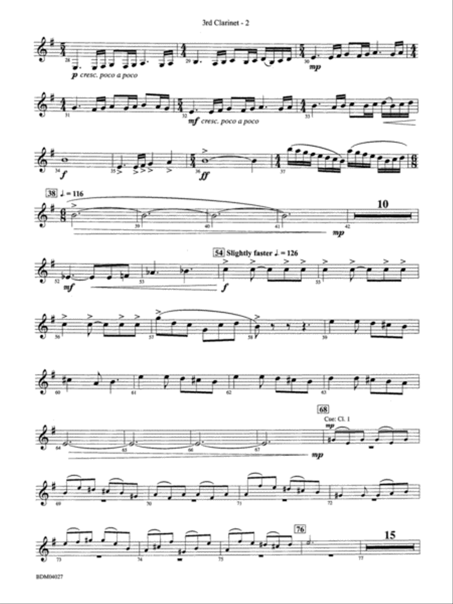 Tir Na Nog (A Celtic Legend): 3rd B-flat Clarinet Concert Band scores gallery preview page 2