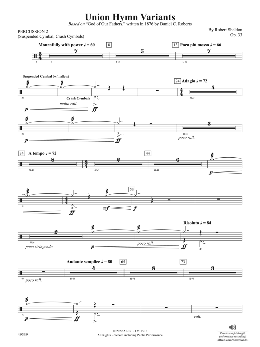 Union Hymn Variants: 2nd Percussion