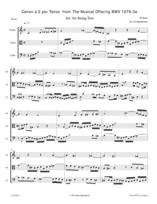 Bach: The Musical Offering (BWV 1079) No. 3e Canon a 2 arr. for String Trio