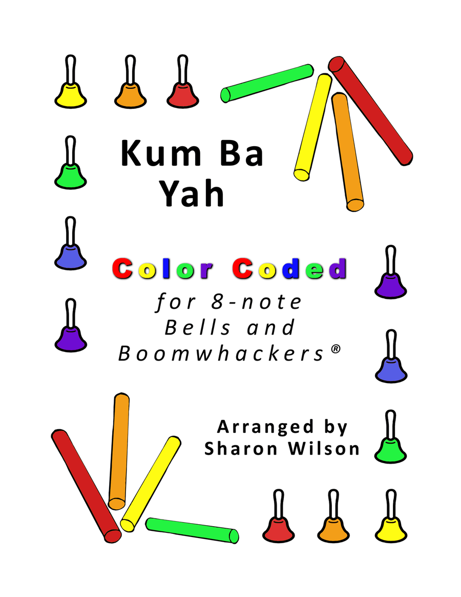 Kum Ba Yah (for 8-note Bells and Boomwhackers with Color Coded Notes) Small Ensemble scores gallery preview page 1