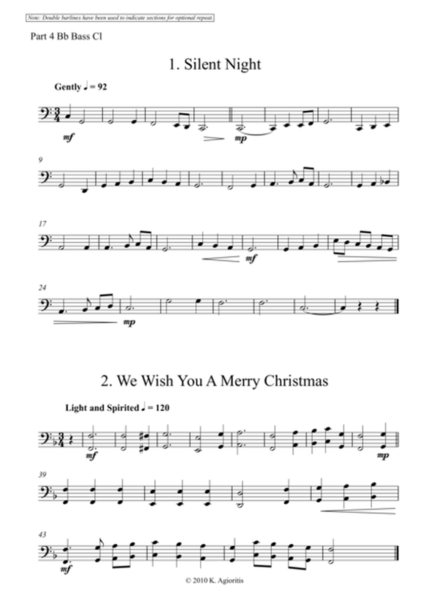 Carols for Four (or more) - Fifteen Carols with Flexible Instrumentation - Part 4 - Bb Bass Clef
