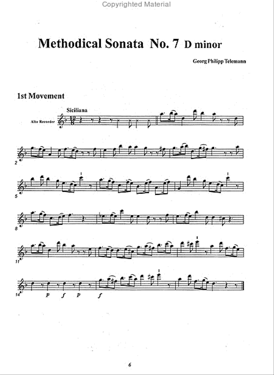 Methodical Sonata No. 7 in D minor Alto Recorder scores gallery preview page 2
