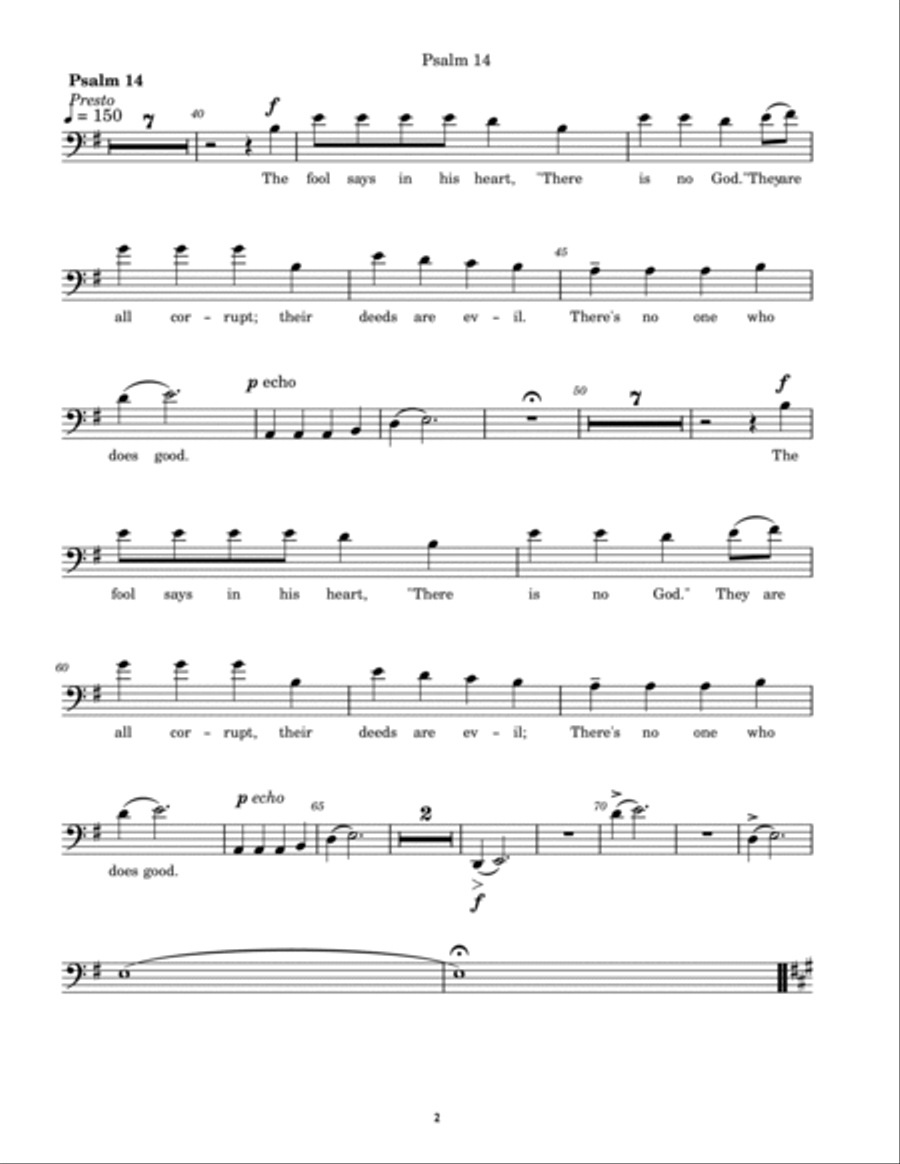 Four Psalms for Bassoon and Piano (bassoon part) Chamber Music scores gallery preview page 2
