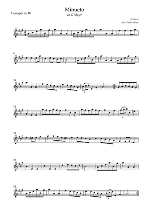 Book cover for Minueto in G Major ( J.S. Bach) for Trumpet in Bb Solo