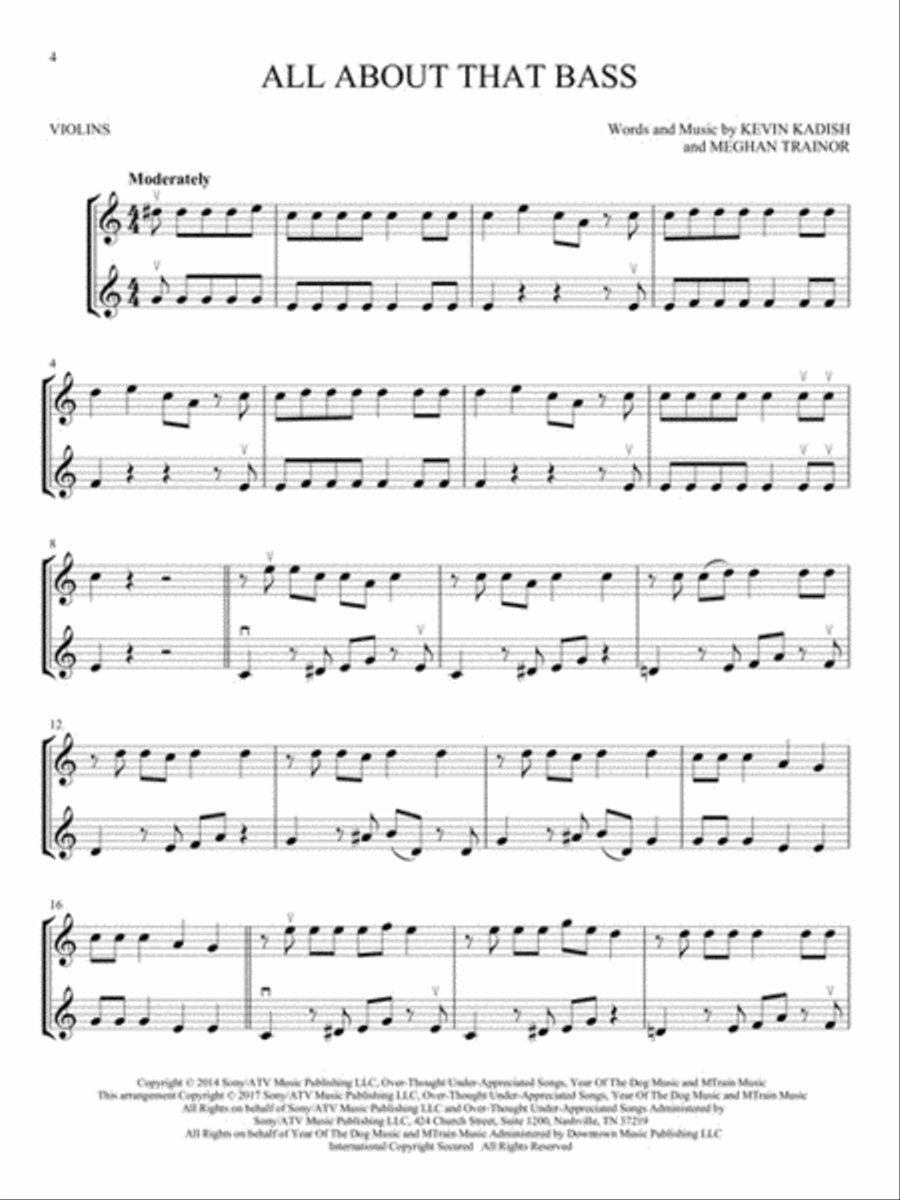 Hit Songs for Two Violins String Duet scores gallery preview page 3