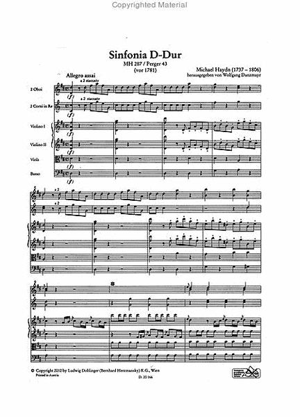Sinfonia D-Dur MH 287/ Perger 43